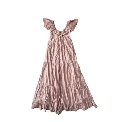 Baltic Born NWT Agatha Maxi Dress Womens Small Mauve Tie Front Smocked Tiered