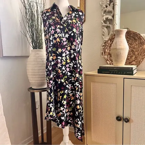 Equipment Femme Tira Sleeveless Floral Print Silk Dress Asymmetrical Hem Size S