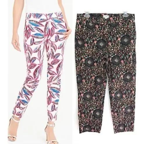 J.Crew  Printed Skimmer Pant Navy Blue Green Pink Floral Cotton Cropped Ankle 6