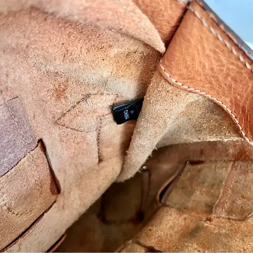 Vintage Mulberry Tonal Cognac Brown Leather Woven ‘Elgin’ Western Tote Bag