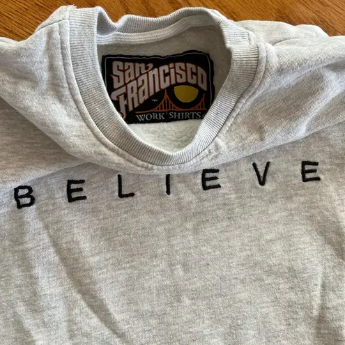 Believe Sweatshirt in Grey and Black by San Francisco Work Shirt. Gray