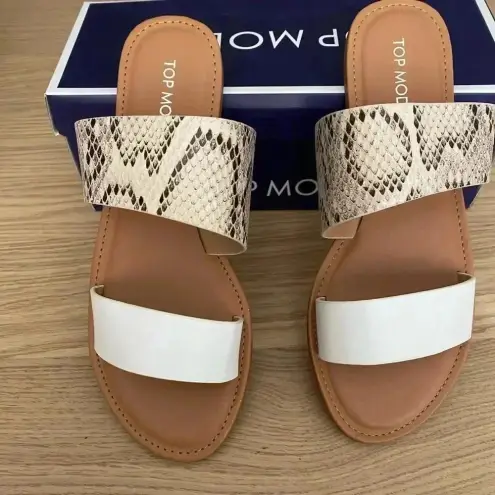 Top Moda 🆕 White & Snake Contrast- Strap Malik Slide🆕