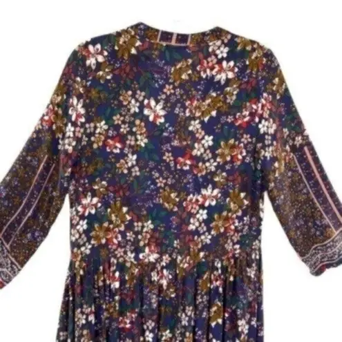 JODIFL Dark Floral Peasant Maxi Dress