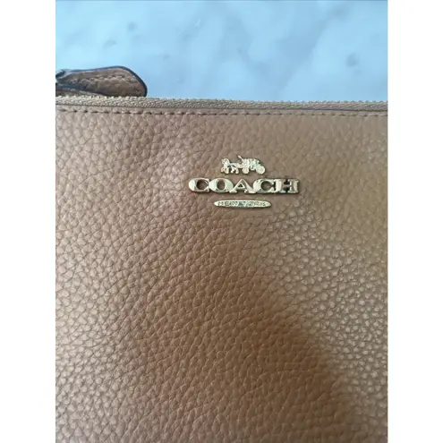 Coach  Double Zip‎ Wallet Wristlet Pebbled Leather Redwood Brown - Image 2