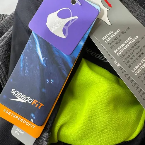 Speedo -high leg cut PowerFlex Eco Quantum Splice One Piece Swimsuit Size 12 NWT