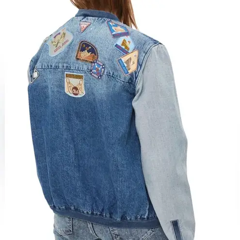 Guess  Original Patchwork Denim Bomber Jacket Y2K Fairy Cowgirl Gorpcore Boho S