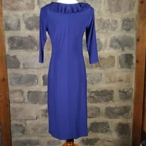 Jolibel Ruffled Sheath Dress Formal Occasion Cocktail Party Guest Evening 6 Blue