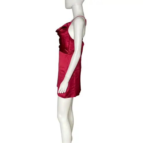 Lulus  Luxe Reputation Wine Red Satin Sleeveless Cowl Neck Mini Dress Womens Sz S