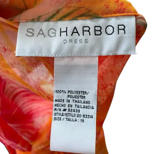 Sag Harbor Plus Size Orange Boho Tropical Summer Floral Two Piece Top Dress Set