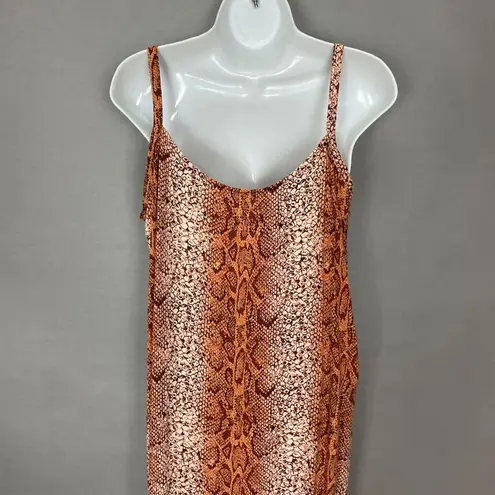 Handmade Dress Snakeskin Print Maxi Snake Reptile Brown Sleeveless Summer Slits