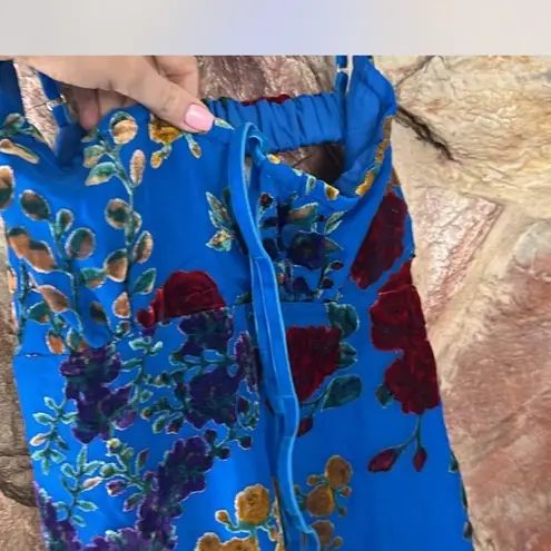 Commense Velvet Floral Appliqué Cami Dress size XL Blue