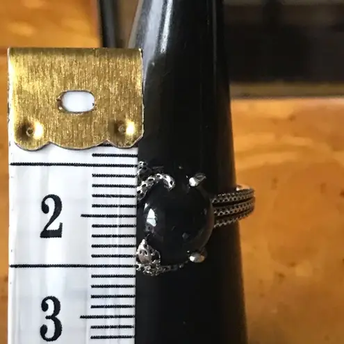 Natural Black Jade Sterling Silver Snake Ring Size 7