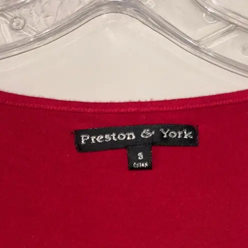 Preston & York red Drape neck, long sleeve stretch, blouse, shirt, top