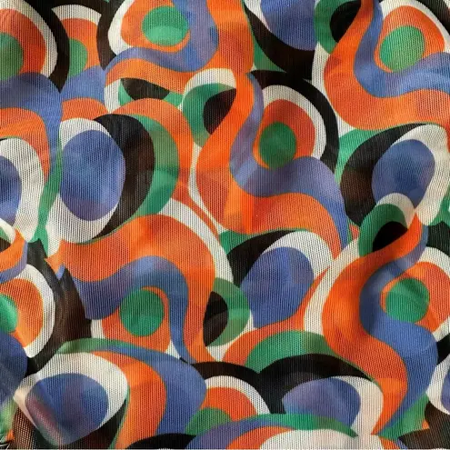 Solid & Striped Iris Printed Side Tie Mesh Bikini Bottom in Optic Swirl - Large