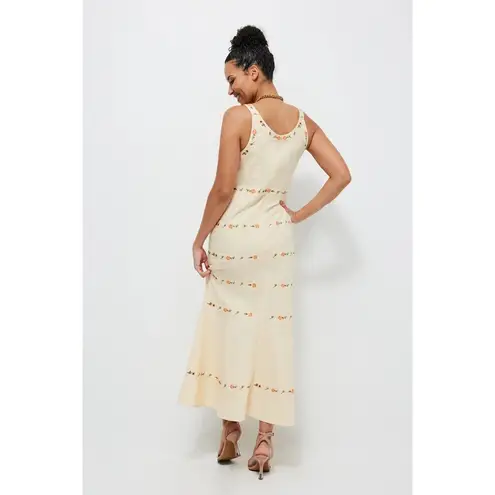 FANM MON Alanca Embroidered Midi Dress Light Yellow Womens Size Small Orange