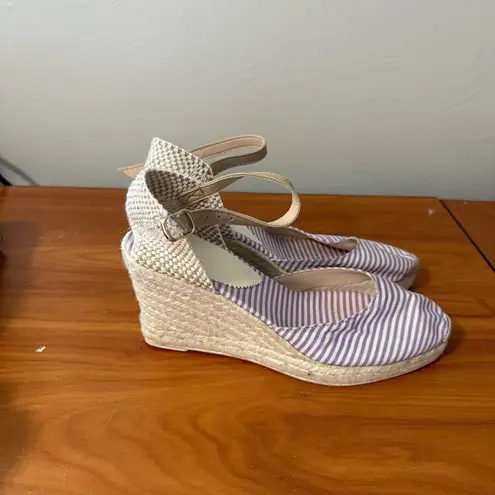 Penelope Chilvers High Mary Jane Atelier Stripe Espadrille Heel Wedge Purple 39 Purple Size 8
