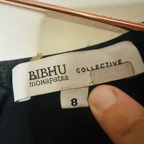 BIBHU MOHAPATRA Black Mid Cutout Fringe Detail Western Midi Dress size 8