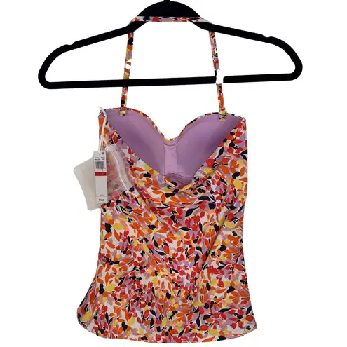 Anne cole Twist Front Bandeau Tankini Swim Floral Bathing Suit Top NWT XS