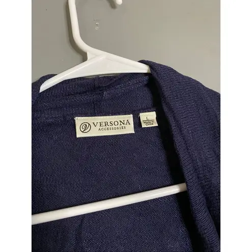 Versona  Navy Crinkle Open Front Cardigan Size Large
