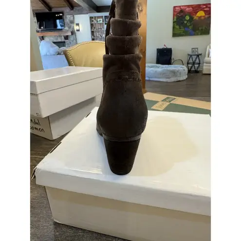 Josef Seibel Suede Ruched Ankle Bootie Brown Suede Size 37 US 6.5 Bow Heeled