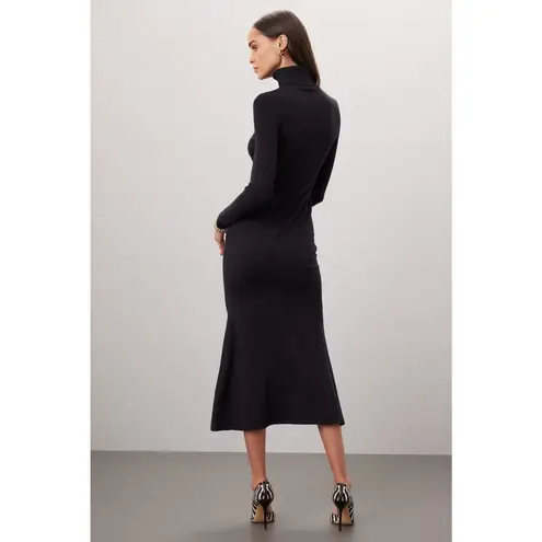 Toccin Black Ribbed Turtleneck Long Sleeve Midi Sweater Dress Size Medium