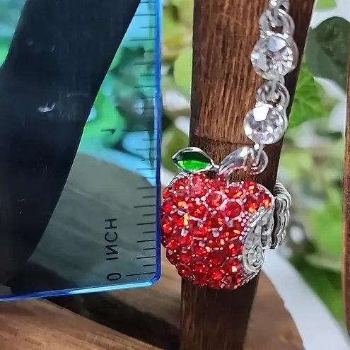 Unique Statement Red Apple Bracelet with Attached Ring