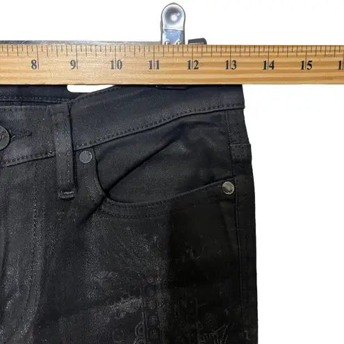 Diesel Skinzee Super Slim Regular Waist Black Coated Custom Paisley Print 25