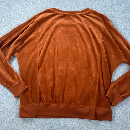 Jane and Delancey Rust Velour Sweatshirt Pullover Women's Large Pockets Lounge