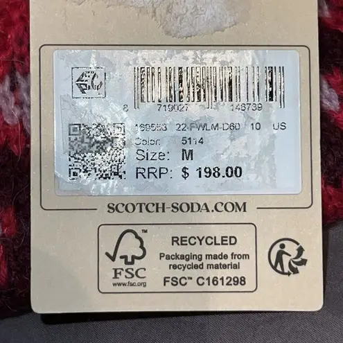 Scotch & Soda Cable Knit Fair Isle Sweater Cosmic Pink Red Alpaca Wool Blend Med