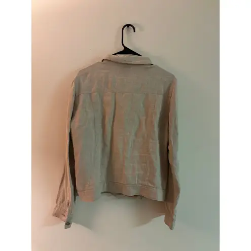 In The Wash 100% Linen Button Down top Women’s Medium | Lightweight Neutral Top Brown