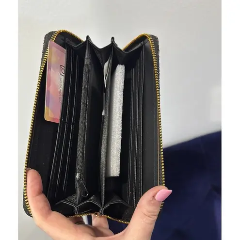 Riah Fashion Riah Fashion Glitter Wallet Clutch Zip Around Card Holder Silver