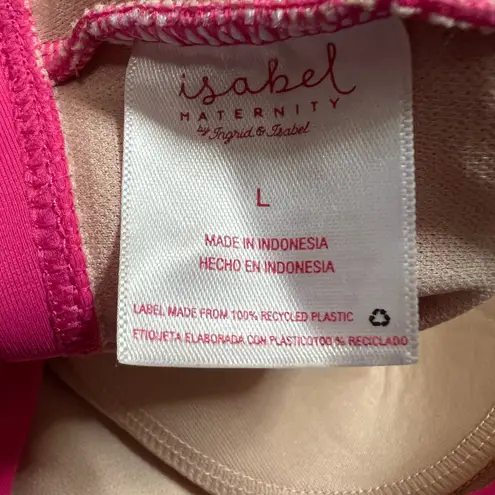 Isabel Maternity One Piece Swimsuit LARGE Pink Ruffle Plunge Padded Ruched Beach