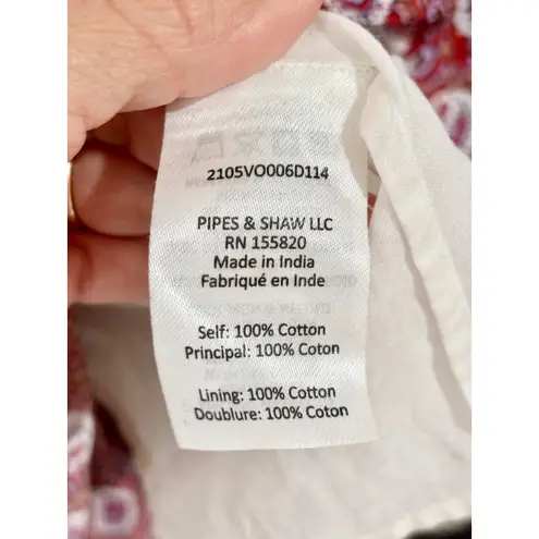 Veronica Beard Tinzia Mixed Paisley Tassel Midi Dress Red Multi Women's Small