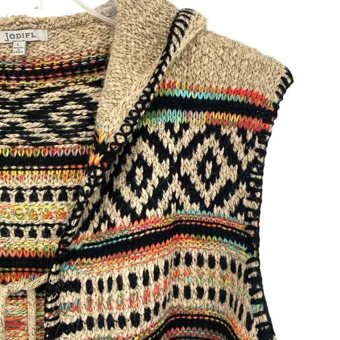 JODIFL Southwestern Boho Colorful Long Knit Sweater Vest Cardigan