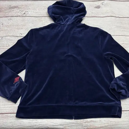 St. John  Sport by Marie Gray Navy Blue Velour Zip Hoodie Women’s Size Large