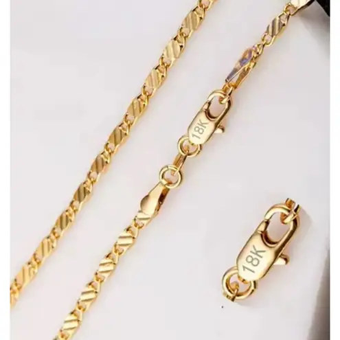 Boutique Unisex 18k Yellow‎ Gold Filled Flat Mariner Chain Necklace, 20”