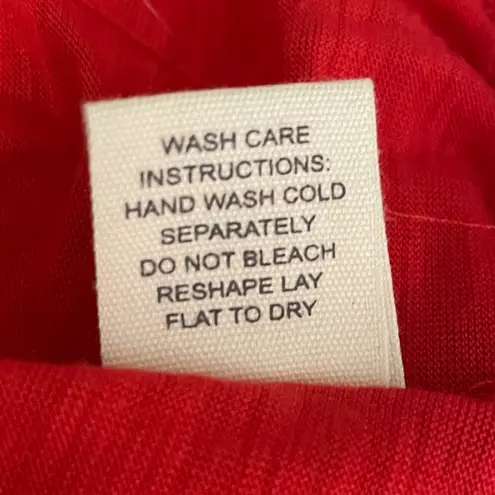 Paper + Tee NWT Cropped Short Sleeve Shirt Tie Front Tassel Bright Red Medium