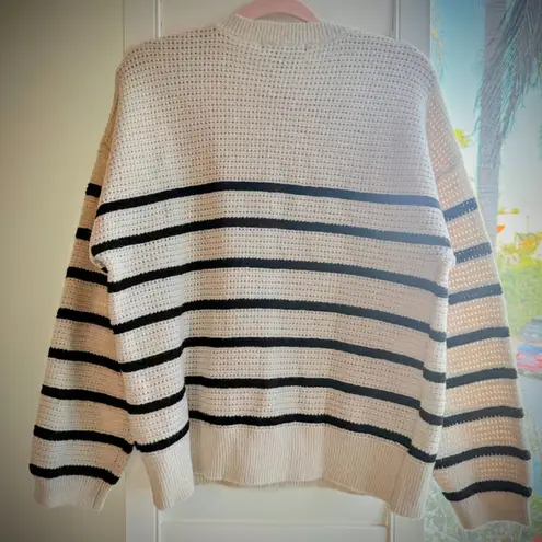 Sanctuary  Warmer Days Striped Crew Sweater in Toasted Almond & Black size M NWT
