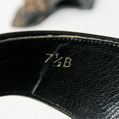 Vintage 90s Ramon Tenza Leopard Cut Out Wedge Mules Size 7.5