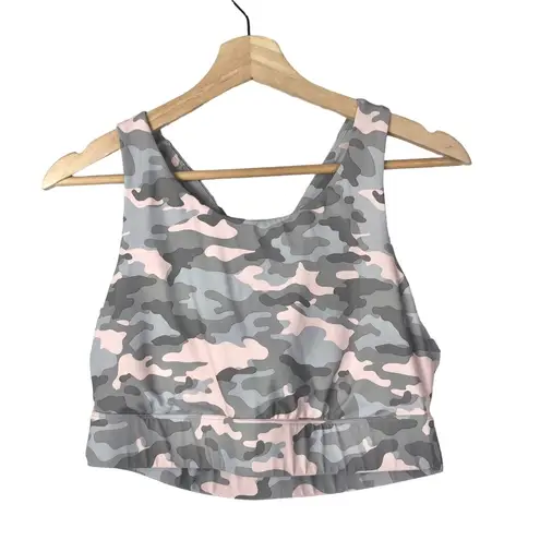Fabletics  Ella No Bounce Gray & Pink Camo Sports Bra L