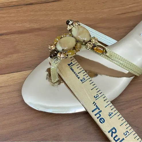 Badgley Mischka American Glamour Rose Gold Embellished Rhinestones Sandals 7.5