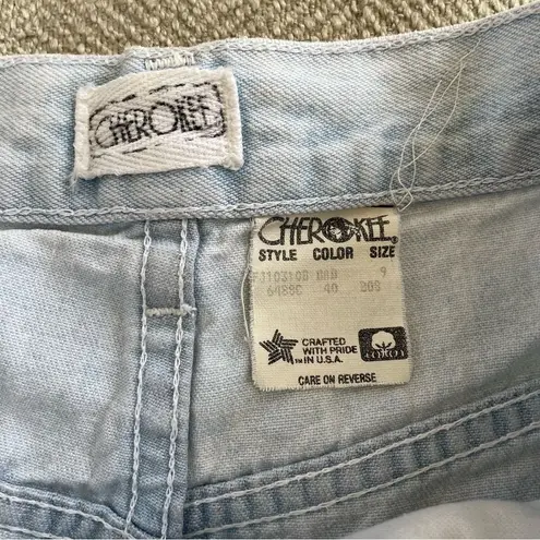 Cherokee Vintage 80s Early 90s  High Rise Denim Jean Shorts 9 XS S 9” Inseam