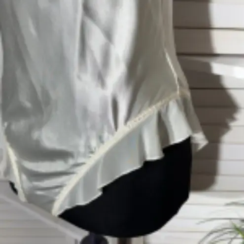 Secret Treasure Bodysuit Embroidered Ruffle Lingerie Satin Chiffon White sz M Size M