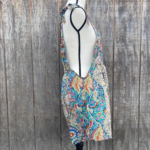 Cupshe  Women's Paisley Scoop Neck Tie Shoulder Wide Leg Romper Size Medium