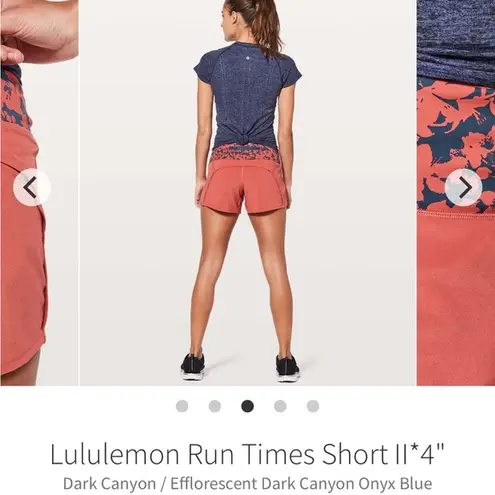 Lululemon  Run Times Short II*4" Dark Canyon / Efflorescent Dark Canyon Onyx Blue