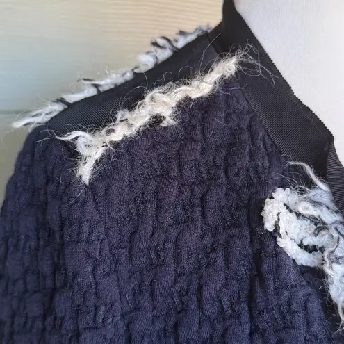 Rebecca Taylor Wool Blend Fringe Detail Cropped Jacket - Flawed