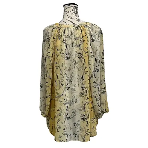 Style & Co  Butter Yellow Sheer Floral Paisley Tunic Blouse Coastal Beach Boho XL