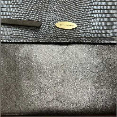 Tahari Metallic Leather and Faux Croc Crossbody Bag