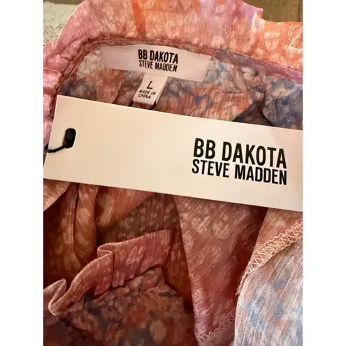 BB Dakota Steve Madden Boho Romantic Ruffle Midi Dress Pink Multi Large NWT