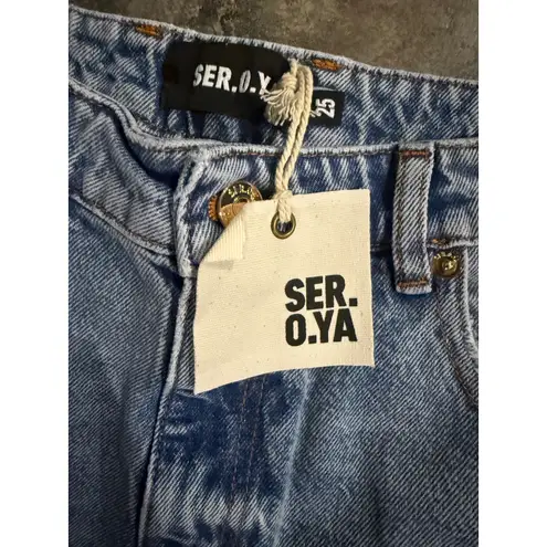 NWT SER.O.YA Heidi Straight Leg Patch Jean Sz 25 $370 Blue